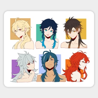 Long-Haired Genshin Impact Boys With Their Hair Down Sticker